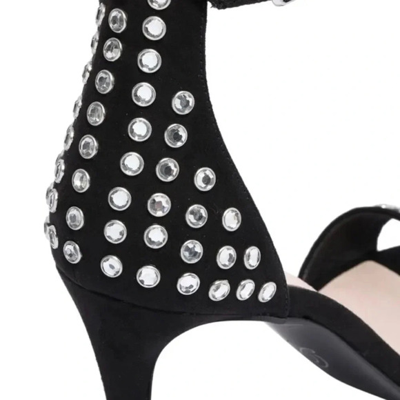 Chinese Laundry Sandals Heels Black Ankle Straps Rhinestone US 8.5 Open Toe - Picture 8 of 9